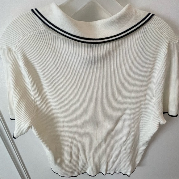 H&M Ribbed Polo Shirt Fitted Short Sleeve - Picture 4 of 4